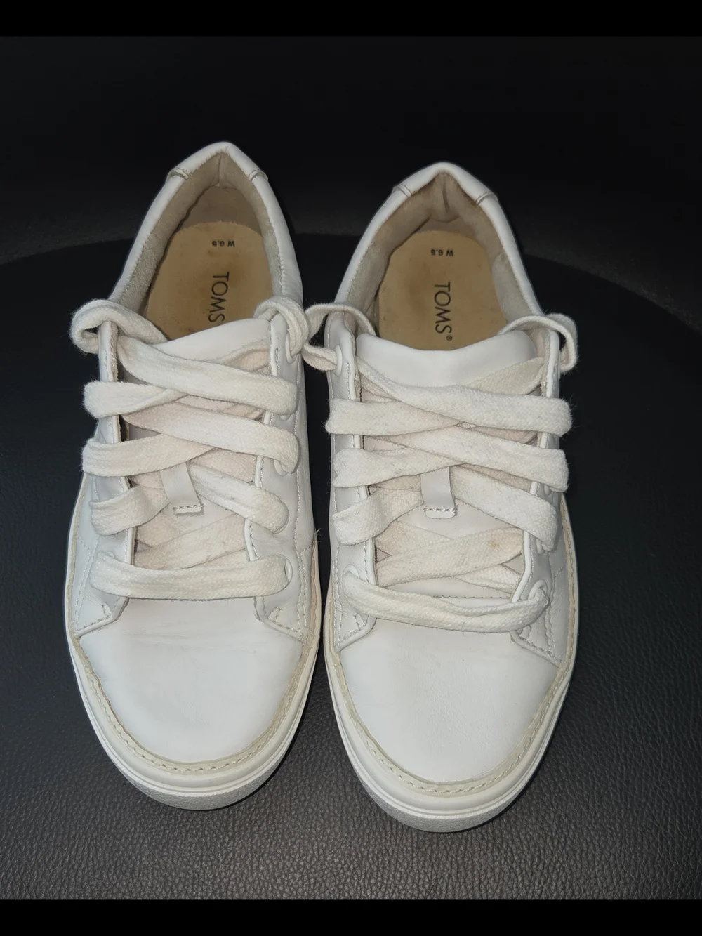 TOMS Women’s White Leather Lace-Up Sneakers